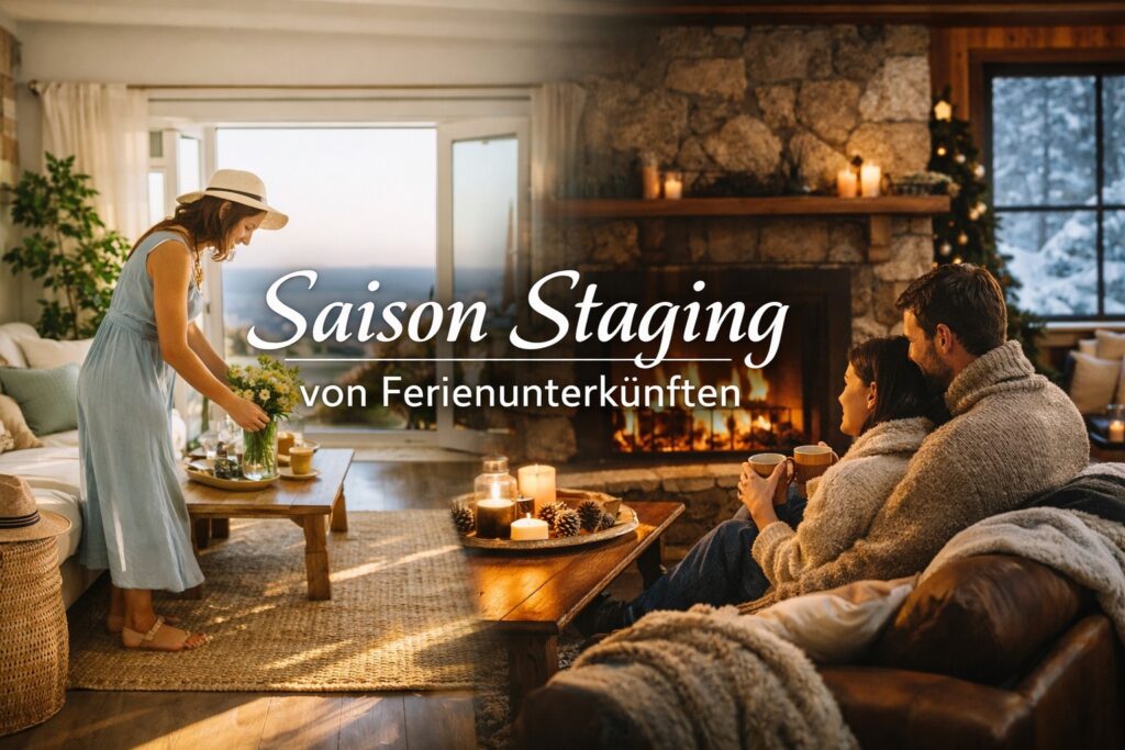 Saisonale Ferienunterkünfte: Sommerliche Deko und Wintergemütlichkeit am Kamin vereint. Perfekt für jede Jahreszeit!