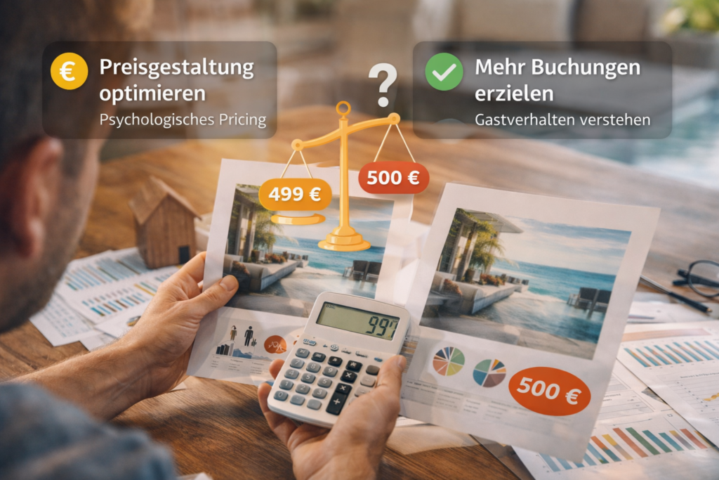 Psychologisches Pricing: Saisonale Angebote (499€ vs. 500€) für Sommer und Winter analysieren. Mehr Buchungen erzielen!