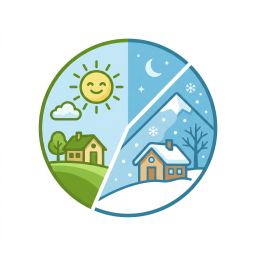 Saison-Atmosphäre Sommer-Winter